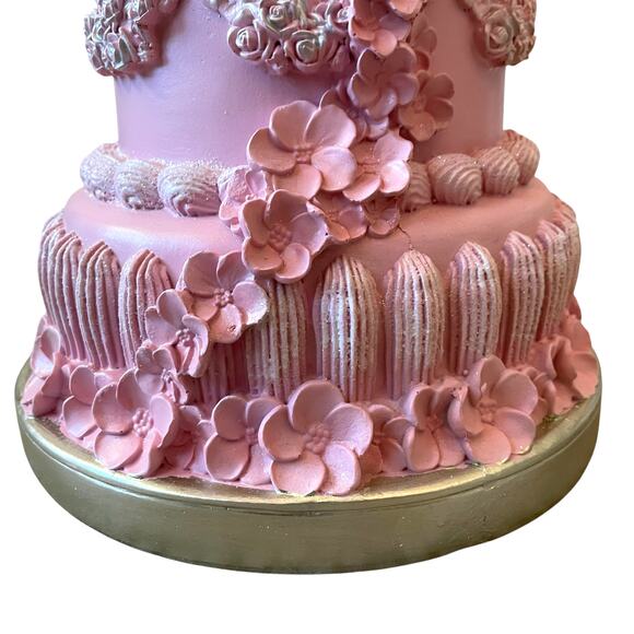 Sweet Treats 13in Pink Floral Easter Bunny Faux Cake with Macaroons Decor NEW - Picture 16 of 16